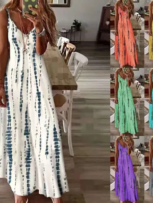 Women's A Line Dress Slip Dress Long Dress Maxi Dress White Yellow Blue Sleeveless Print Print Spring Summer Spaghetti Strap Casual 2023 S M L XL XXL 3XL 4XL 5XL